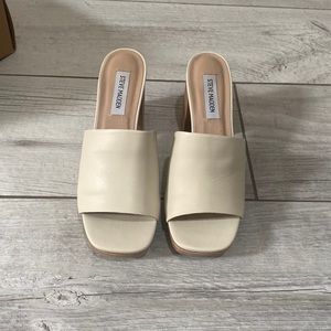 NIB Steve Madden Elda Bone Leather Block Heels